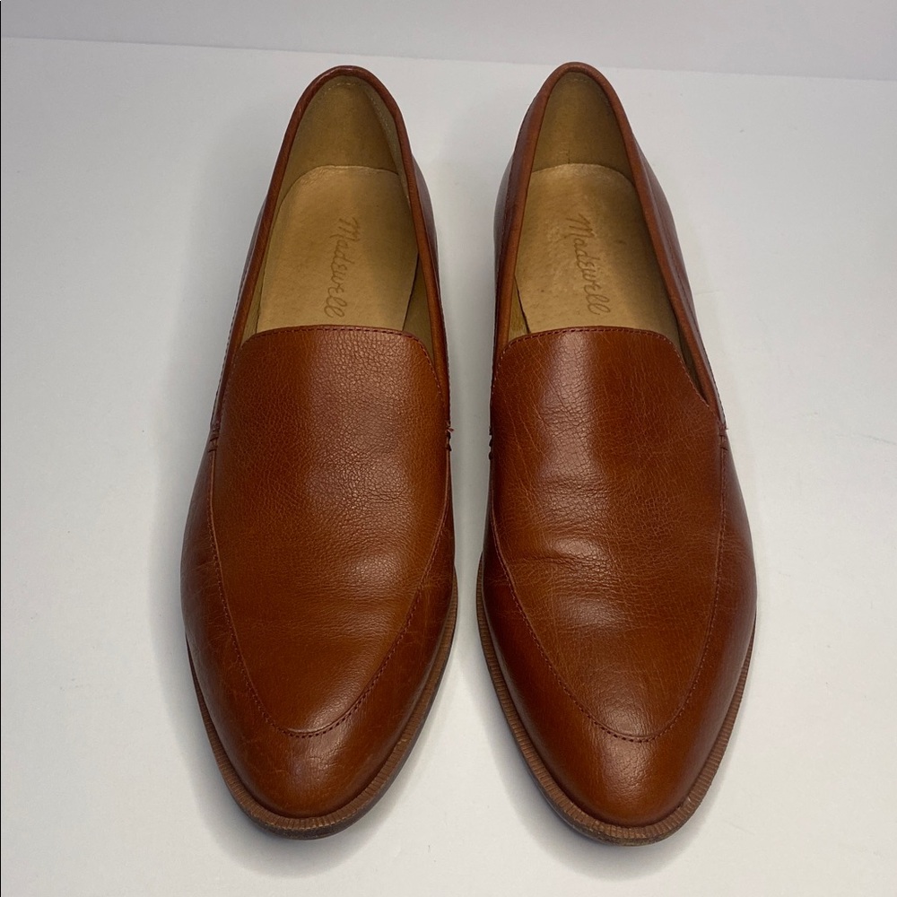 Madewell Cognac Leather Loafers | Minimalist Classic Slip-On | Size 9.5